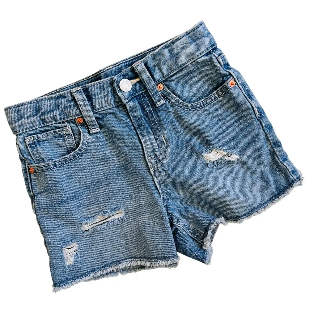 OLD NAVY Kids Blue Distressed Denim Shorts Cotton Denim Size 6